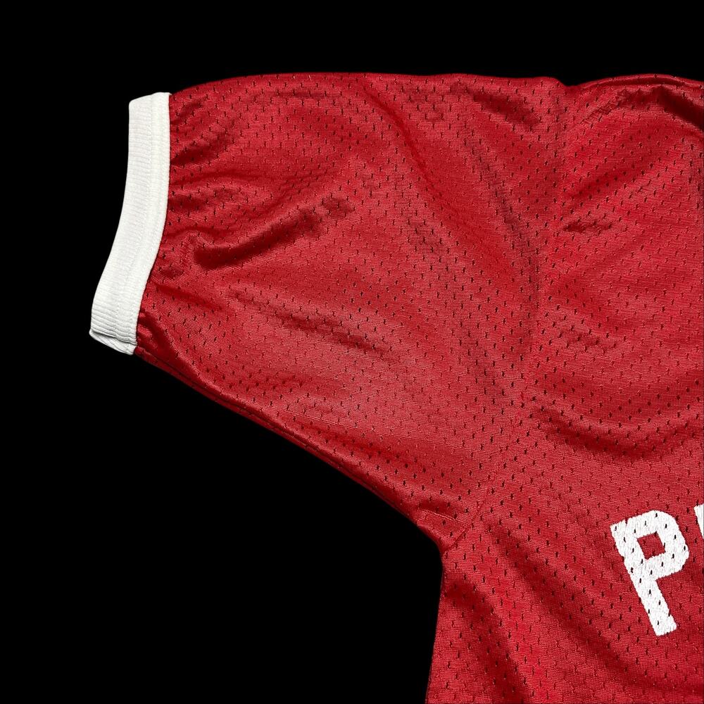 Vintage 70s Peerless Hellcats Softball Womens Tee Shirt Mesh Jersey Red Sz L - Picture 4 of 6